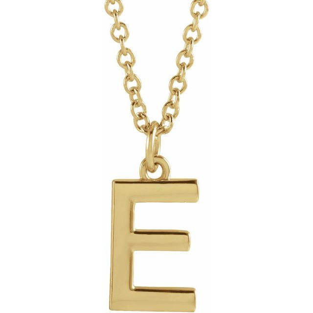 14K Rose Initial E Dangle Necklace