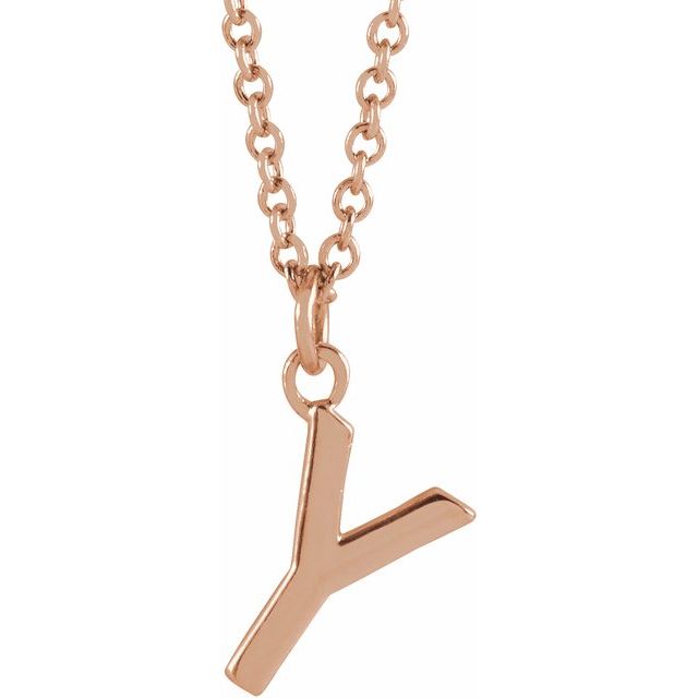 14K Rose Initial Y Dangle Necklace
