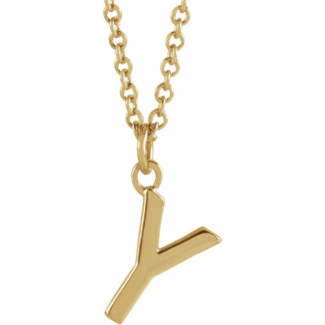 14K Rose Initial Y Dangle Necklace