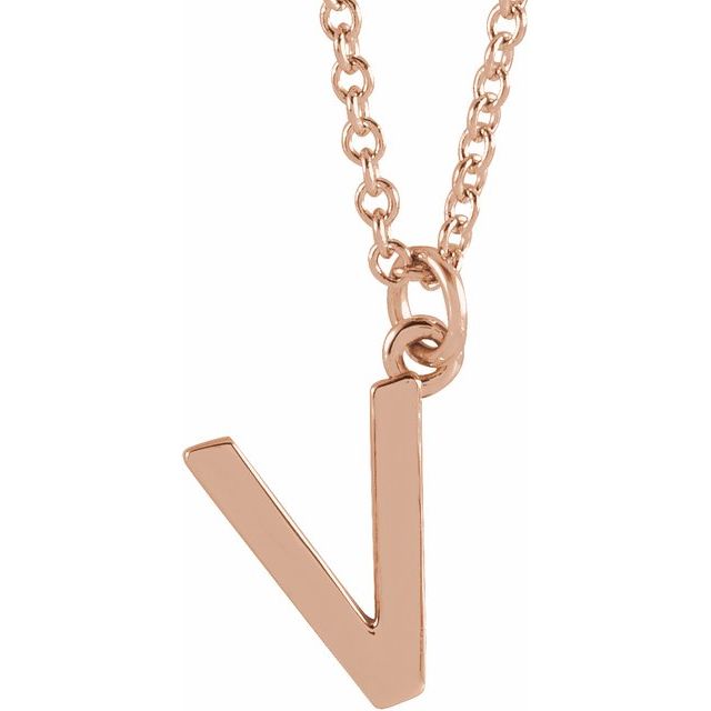 14K Rose Initial V Dangle Necklace