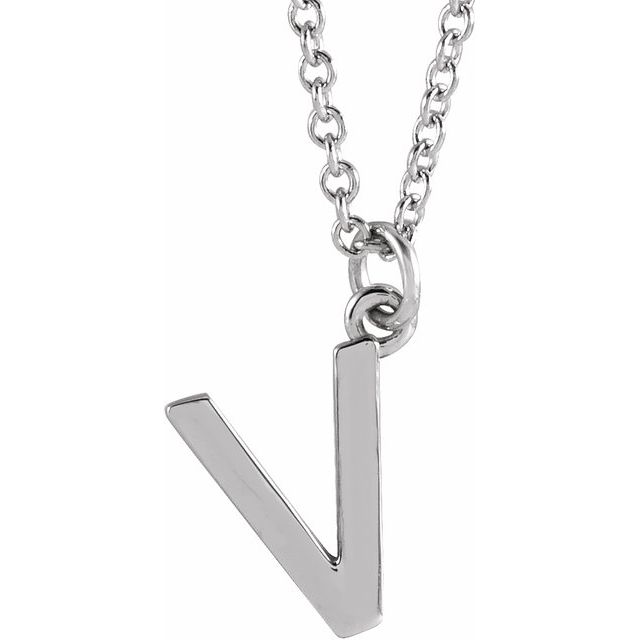 14K Rose Initial V Dangle Necklace