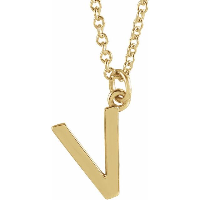 14K Rose Initial V Dangle Necklace