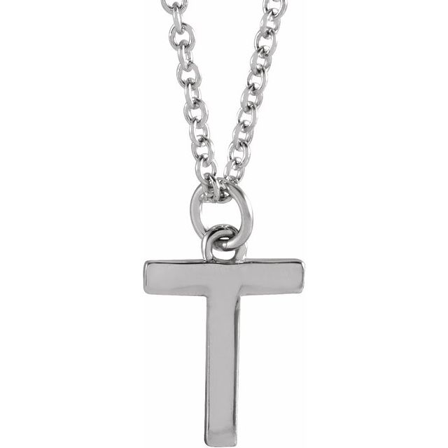 14K Rose Initial T Dangle Necklace