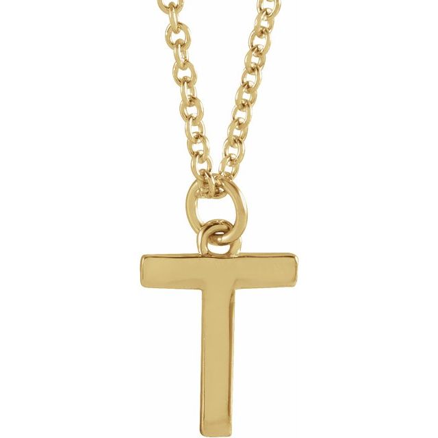 14K Rose Initial T Dangle Necklace
