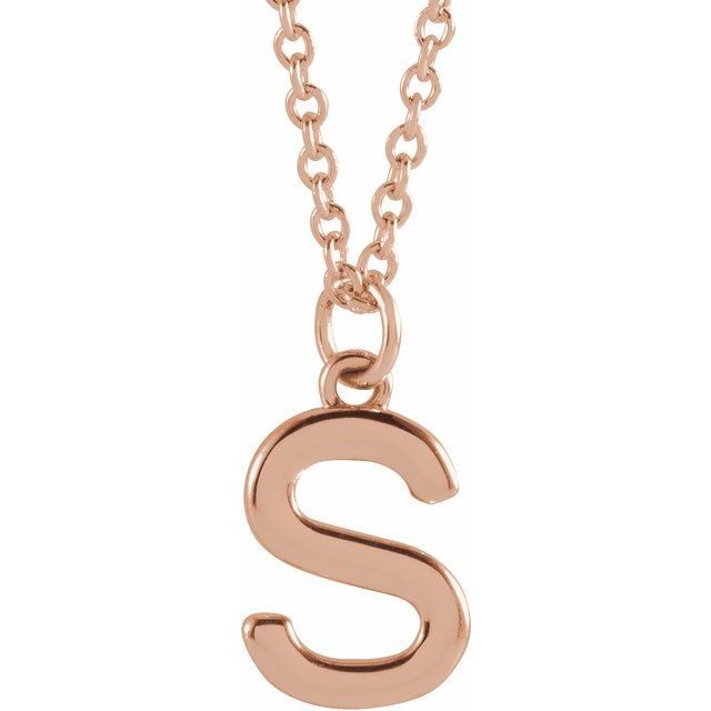 14K Rose Initial S Dangle Necklace