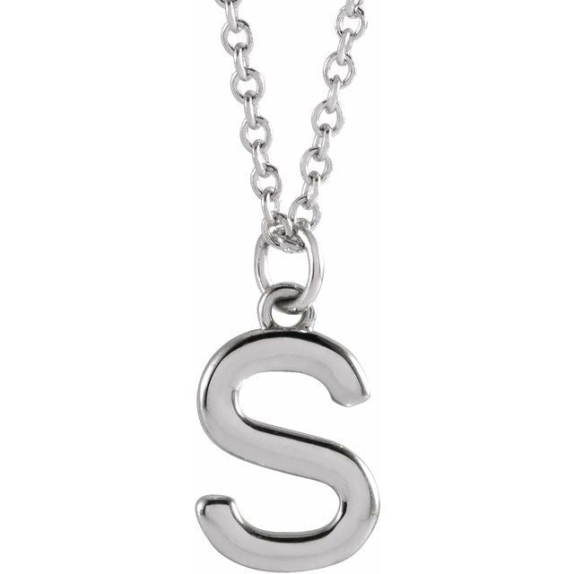 14K Rose Initial S Dangle Necklace