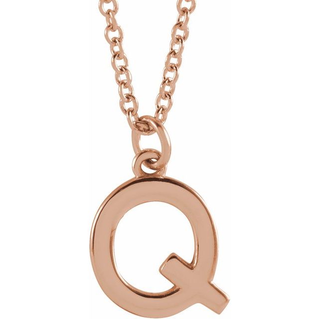 14K Rose Initial Q Dangle Necklace