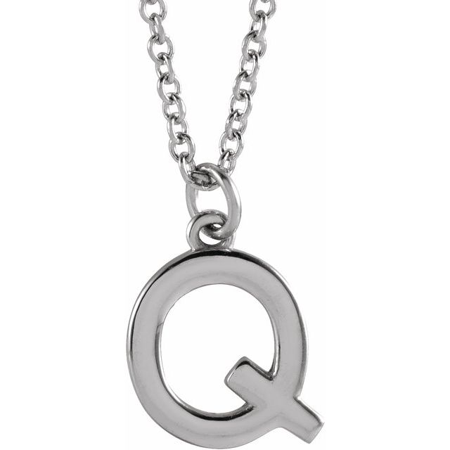 14K Rose Initial Q Dangle Necklace