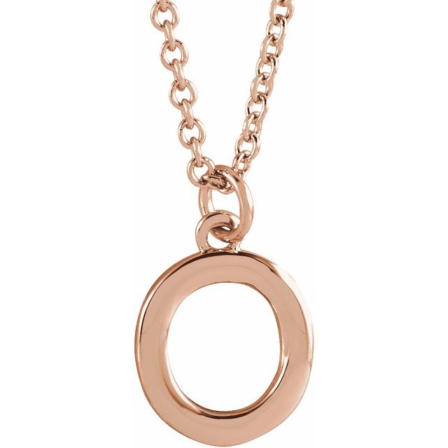 14K Rose Initial O Dangle Necklace