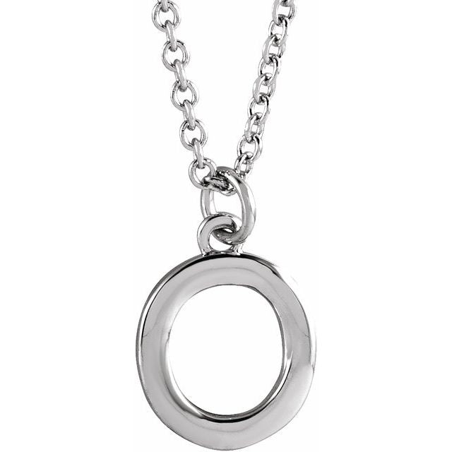 14K Rose Initial O Dangle Necklace