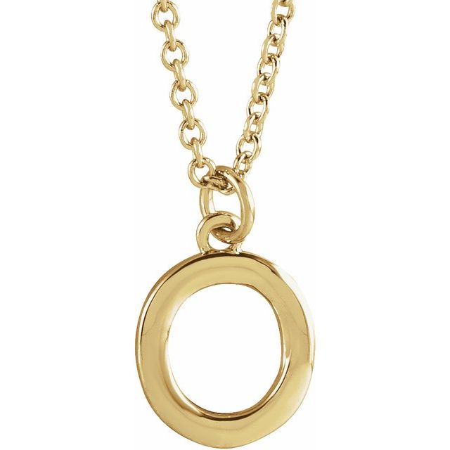 14K Rose Initial O Dangle Necklace
