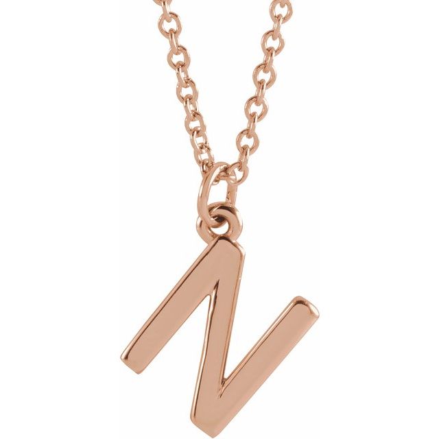 14K Rose Initial N Dangle Necklace