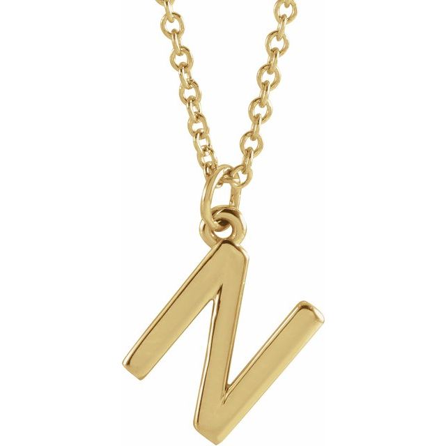 14K Rose Initial N Dangle Necklace