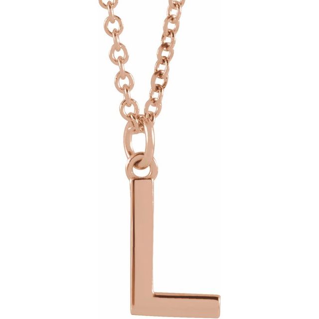 14K Rose Initial L Dangle Necklace