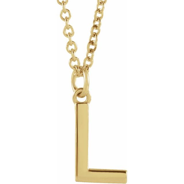 14K Rose Initial L Dangle Necklace