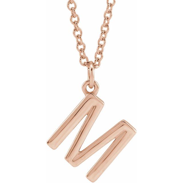 14K Rose Initial M Dangle Necklace