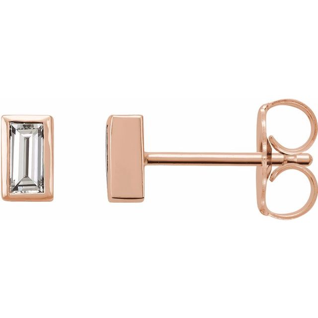 14K Rose Natural Diamond Bezel-Set Earrings