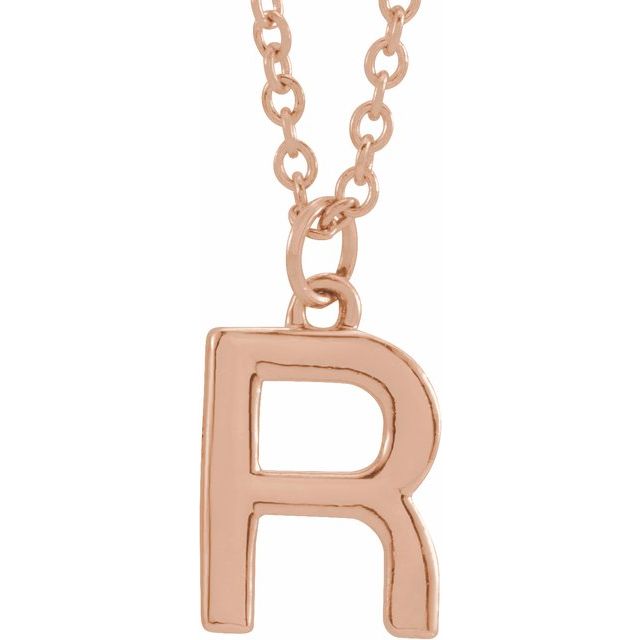14K Rose Initial R Dangle Necklace