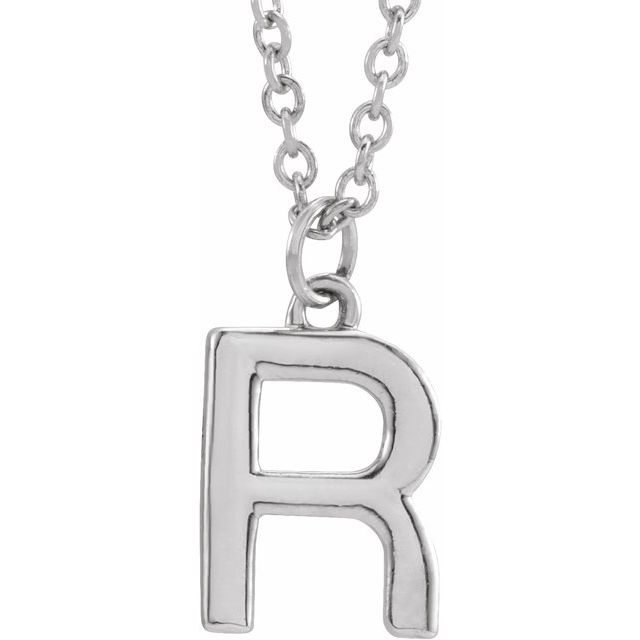 14K Rose Initial R Dangle Necklace