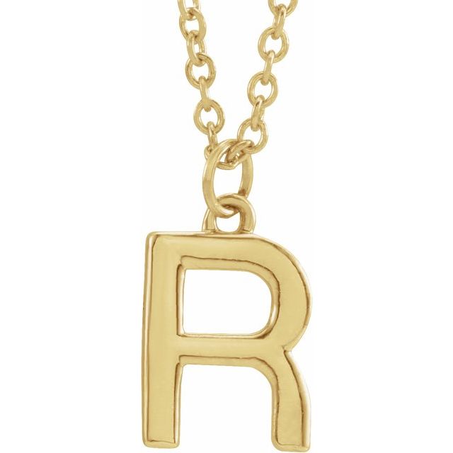 14K Rose Initial R Dangle Necklace