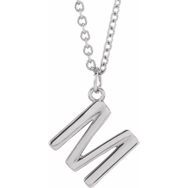 14K Rose Initial M Dangle Necklace