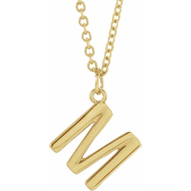 14K Rose Initial M Dangle Necklace