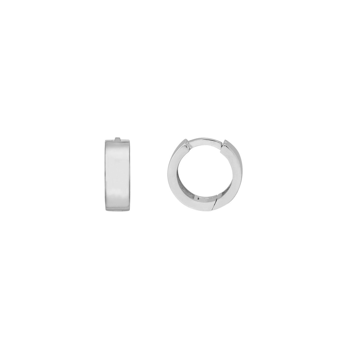 DFJ 14 Karat White Gold Flat Huggie Earrings