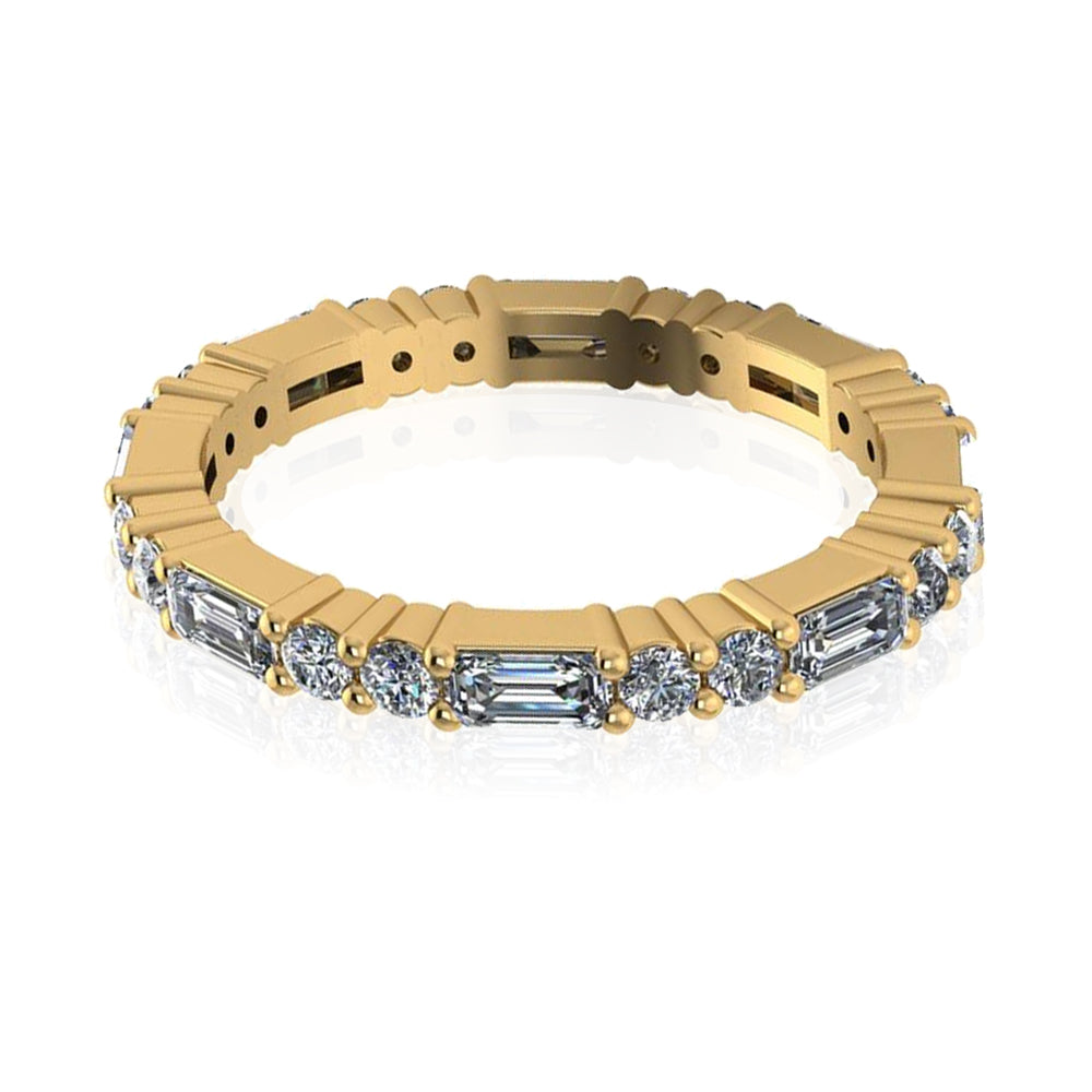 DFJ 18 Karat Yellow Gold Baguette & Round Diamond Band