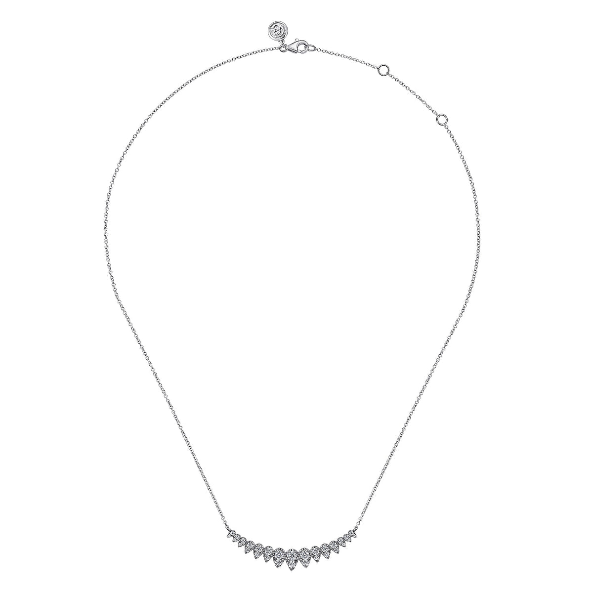 Gabriel &amp; Co. 14K White Gold Graduating Pear Shape Inspired Diamond Bar Necklace
