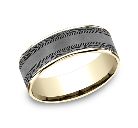 Ammara Stone &quot;The Edge&quot; Tantalum/14K Yellow Band