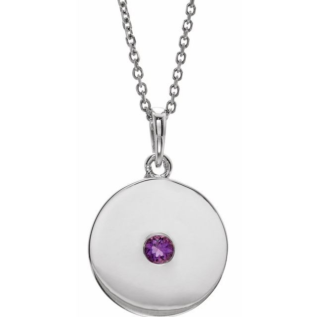 14K Rose Natural Amethyst Disc Necklace