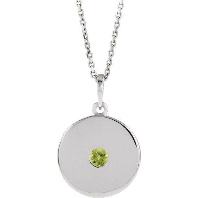 14K Rose Natural Peridot Disc Necklace