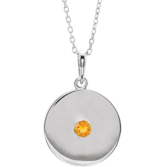 14K Rose Natural Citrine Disc Necklace
