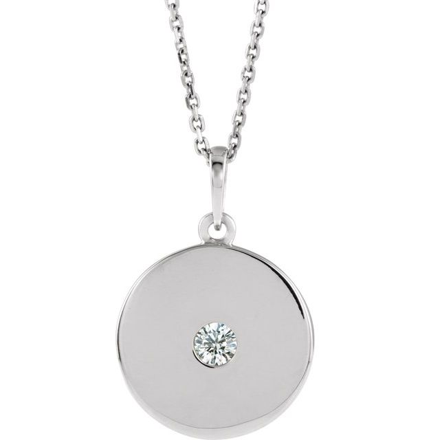 14K Rose Natural Diamond Disc Necklace