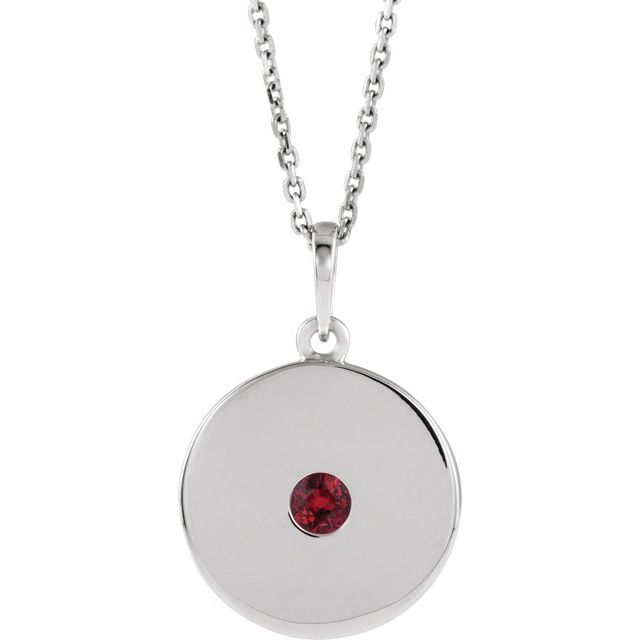 14K Rose Natural Ruby Disc Necklace