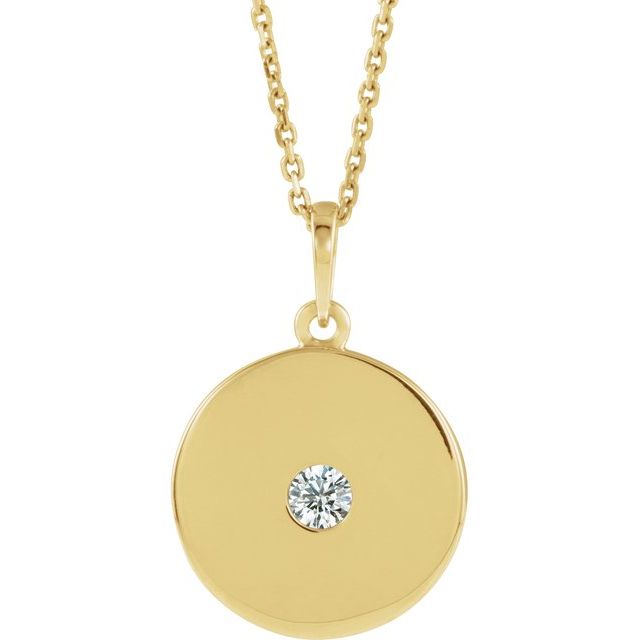 14K Rose Natural Diamond Disc Necklace