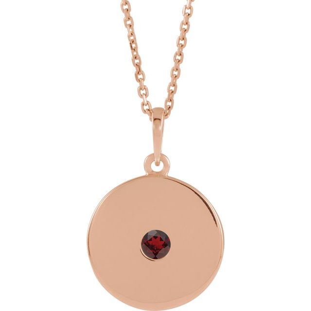 14K Rose Natural Mozambique Garnet Disc Necklace