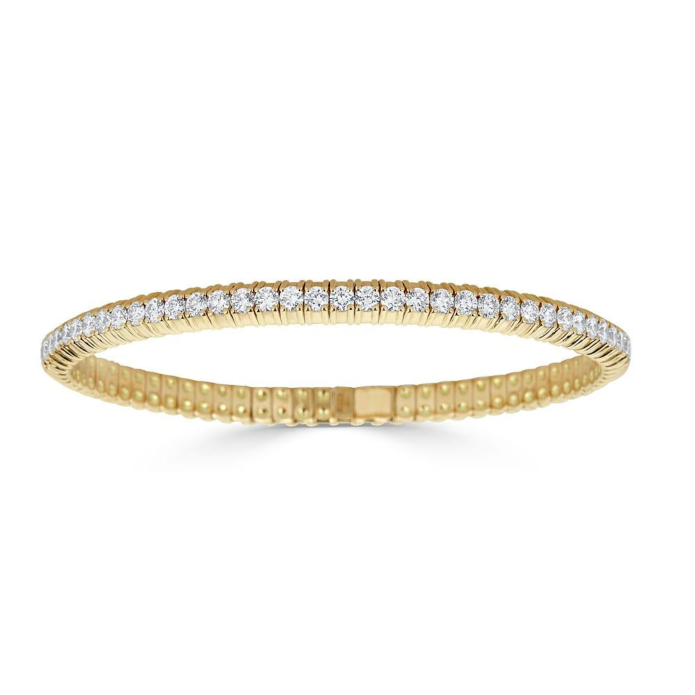 Zydo Italy 18 Karat Yellow Gold Diamond Stretch Tennis Bracelet 3.23TWT