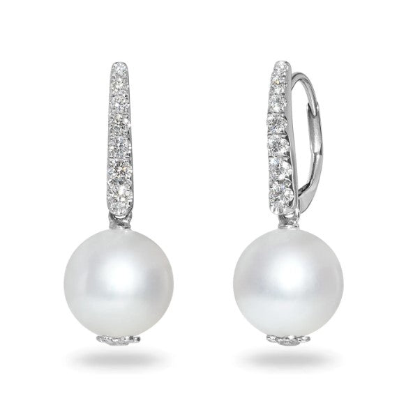 DFJ 14 Karat White Gold 12x13mm South Sea Pearl Earrings