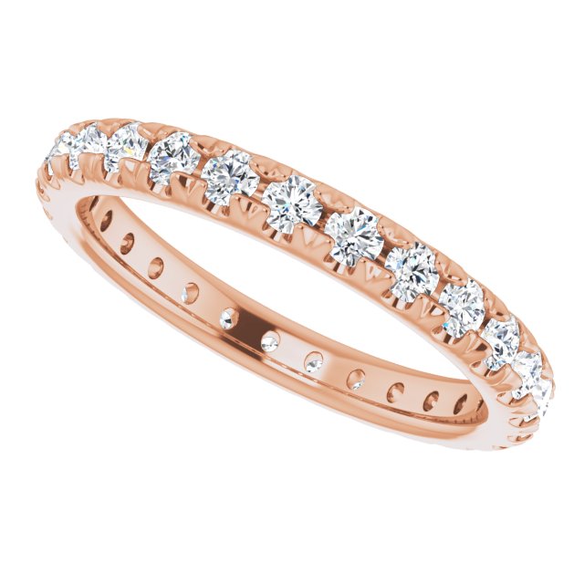14K Rose Natural Diamond French-Set Eternity Band