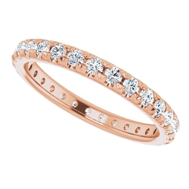 14K Rose  Natural Diamond French-Set Eternity Band