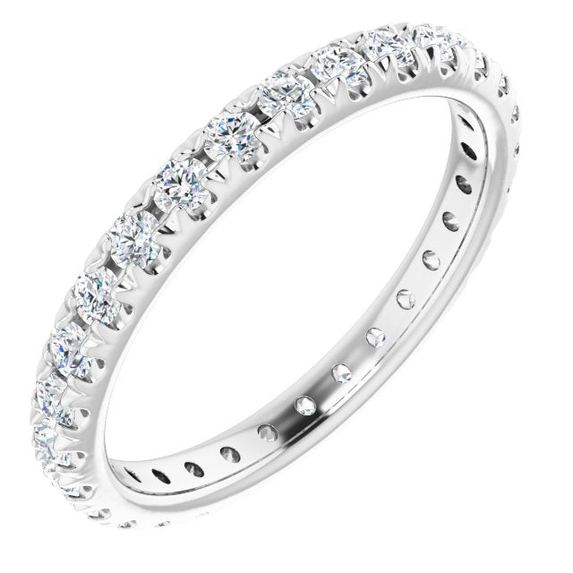 14K Rose  Natural Diamond French-Set Eternity Band