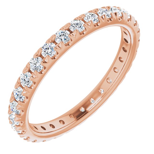14K Rose  Natural Diamond French-Set Eternity Band