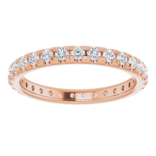 14K Rose  Natural Diamond French-Set Eternity Band