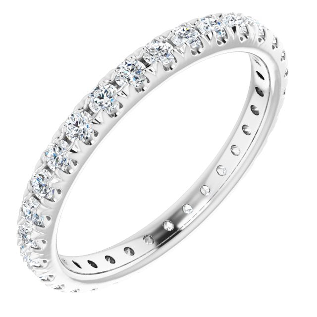14K Rose  Natural Diamond French-Set Eternity Band