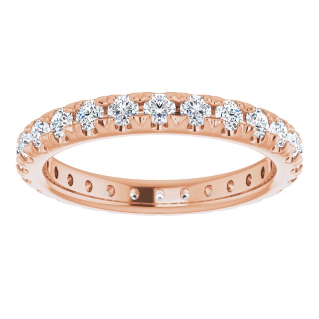 14K Rose Natural Diamond French-Set Eternity Band