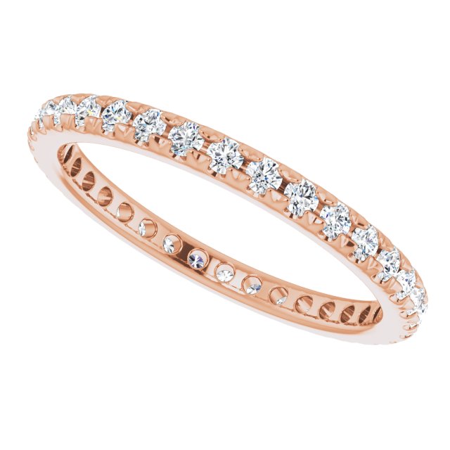 14K Rose Natural Diamond French-Set Eternity Band