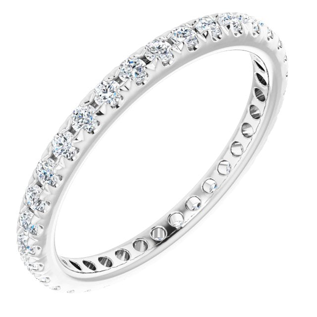 14K Rose Natural Diamond French-Set Eternity Band