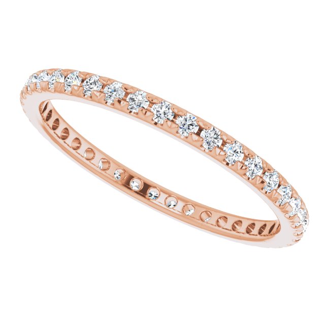 14K Rose  Natural Diamond French-Set Eternity Band