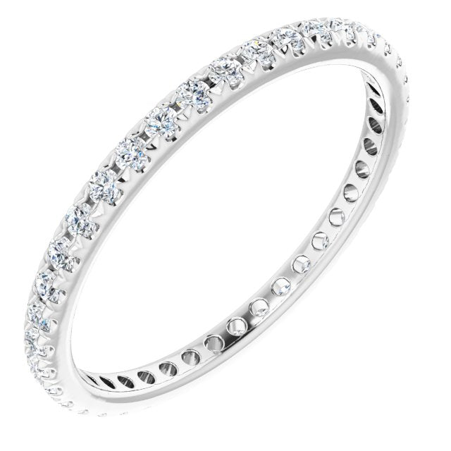 14K Rose  Natural Diamond French-Set Eternity Band